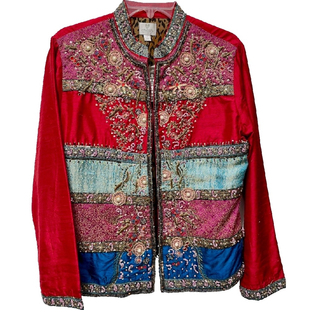 NWT Chico's Regal Glam Marielle Beaded Jacket Chico's Size 1 (US Size 8)